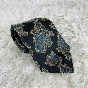 Christian Dior Navy Paisley Silk Tie USA Italy